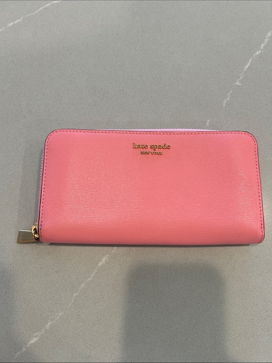 kate spade Handbags - kate spade Pink Saffiano Zip-Around Wallet with Gold Logo